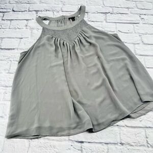 Torrid Womans 1 1X Halter Tank Top Light Grey Chiffon Sleeveless